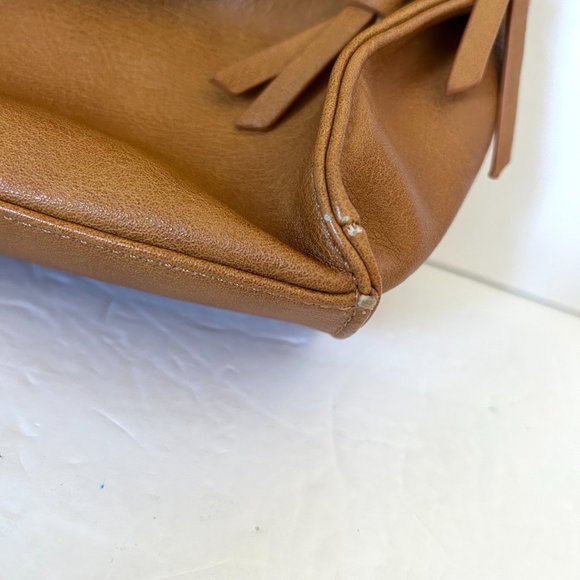 Sasha & Sofi Tan Crossbody Purse Adjustable Strap Weaved Foldover Flap - Picture 3 of 8